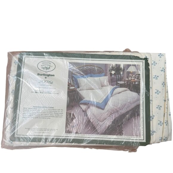 Laura Ashley For Burlington 200 Ct Full Sheet Blue Floral Print Cotton Blend - Picture 2 of 3